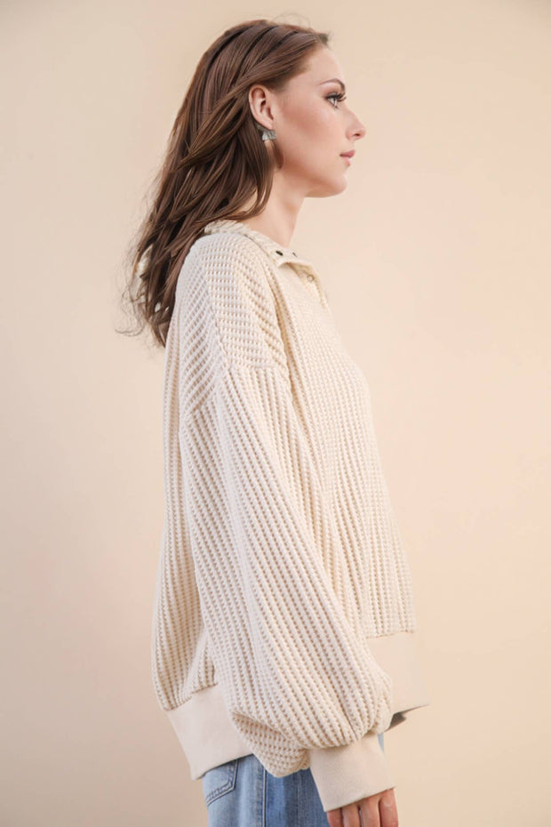 Brielle Waffle Knit Pullover