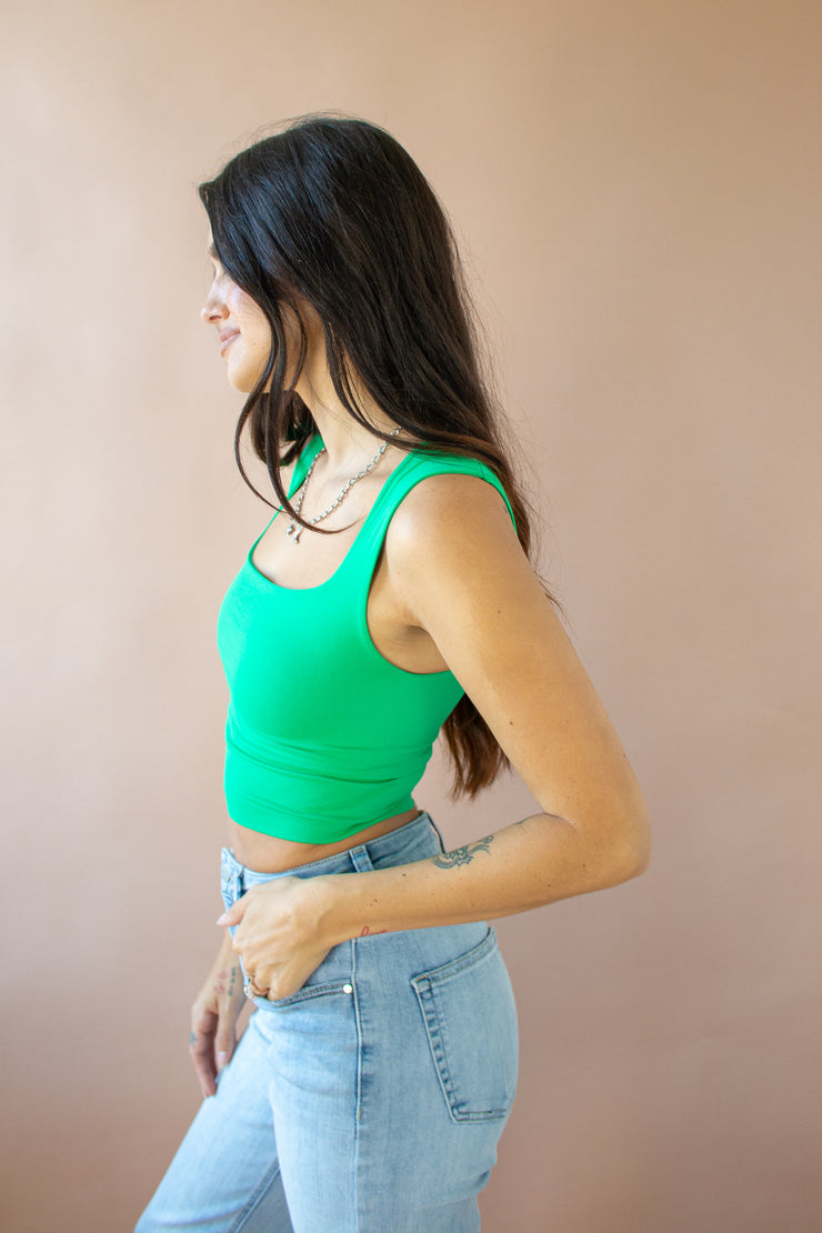 Rhys Square Neck Crop Top Kelly Green