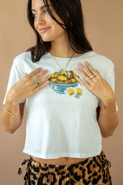 Olive Bowl Crop Top White