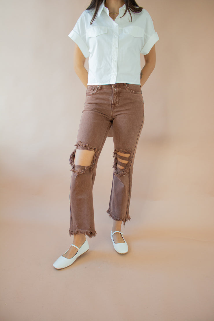 Rylee Distressed Jeans Mocha