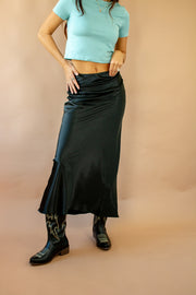 Bias Satin Skirt Black