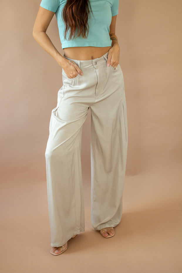 Breckan Wide Leg Pants Beige