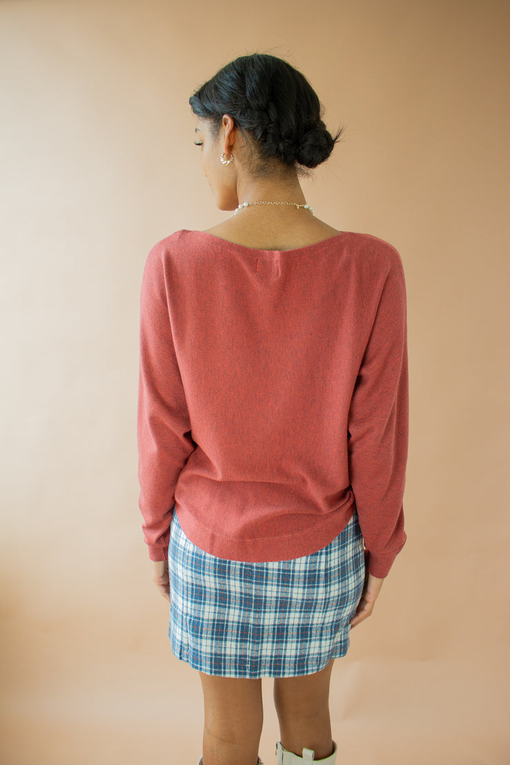 Amy Boat Neck Brushed Sweater Rust