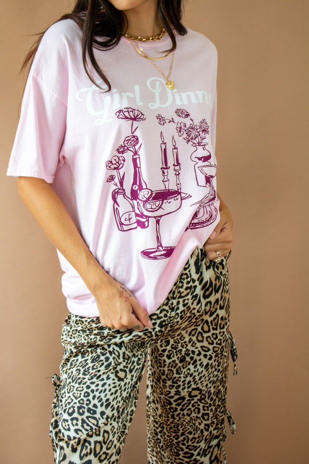 Girl Dinner Graphic Tee Pink