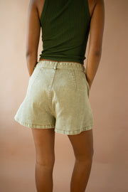 Emma Mineral Wash High Waist Shorts Olive