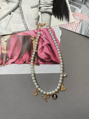 5 Pearl Charm Necklace