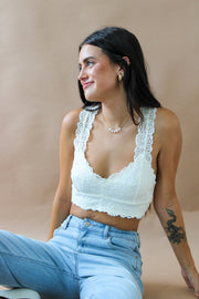 Sarah Lace Racerback Bralette White