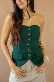 Brooke Strapless Top Green