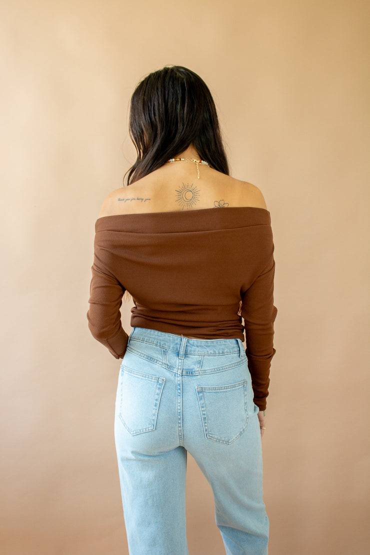 Tyana Off Shoulder Top Brown