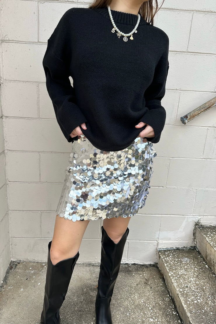 Sabrina Sequins Skirt Silver