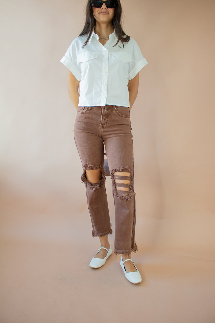 Rylee Distressed Jeans Mocha