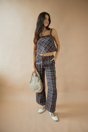 Cheryl Plaid Pants Brown