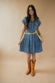 Ayla Acid Wash Frayed Dress Blue