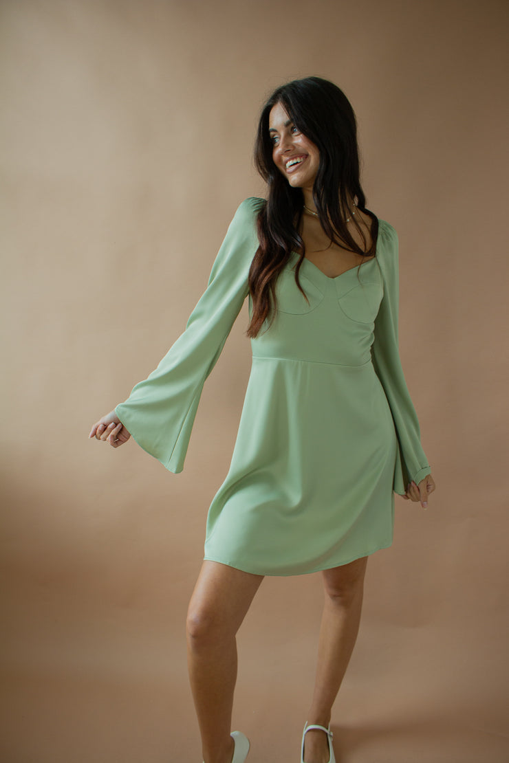 Ella Satin Dress Sage