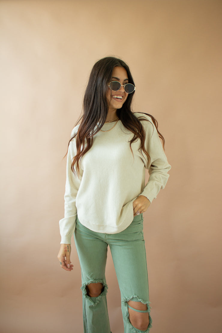 Amy Boat Neck Brushed Sweater Oatmeal