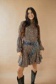 Evelyn Leopard Print Dress Brown