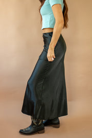 Bias Satin Skirt Black