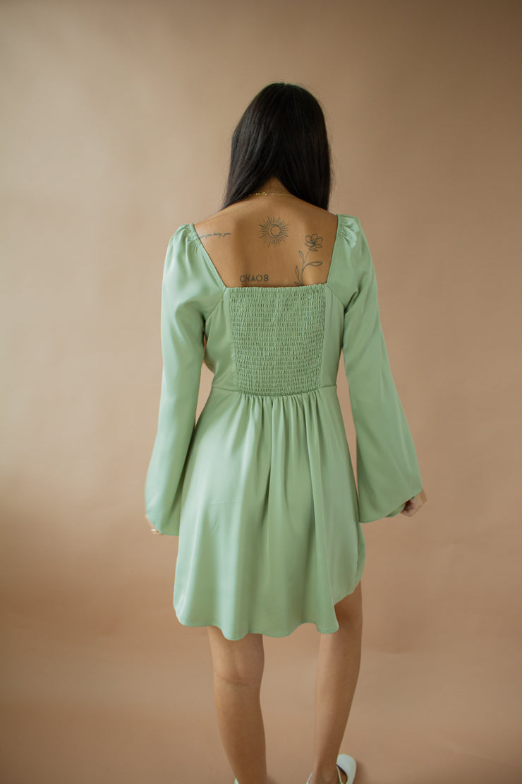 Ella Satin Dress Sage