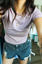 Nina Crew Basic Crop Top Mauve