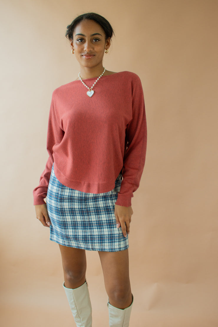 Amy Boat Neck Brushed Sweater Rust