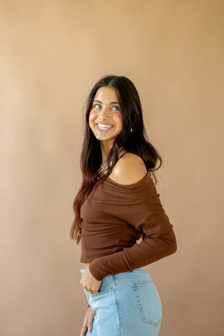 Tyana Off Shoulder Top Brown