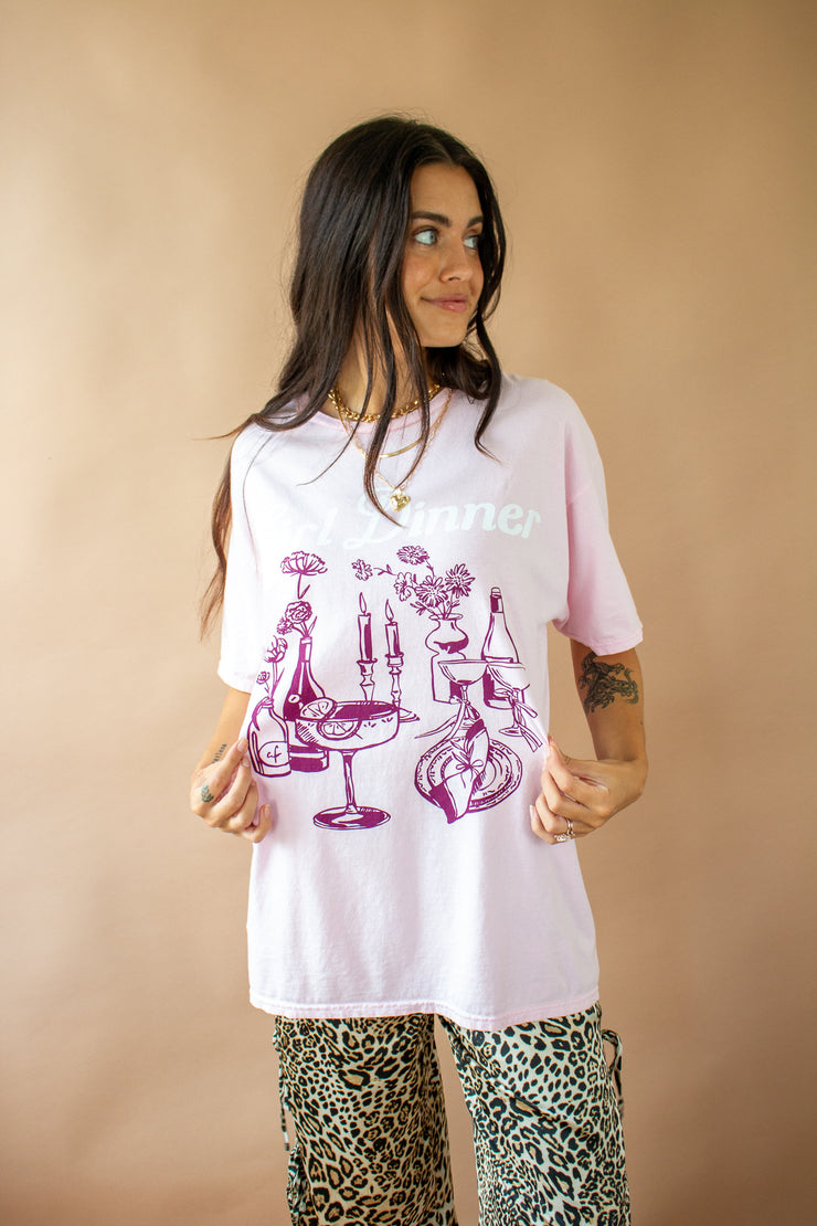 Girl Dinner Graphic Tee Pink