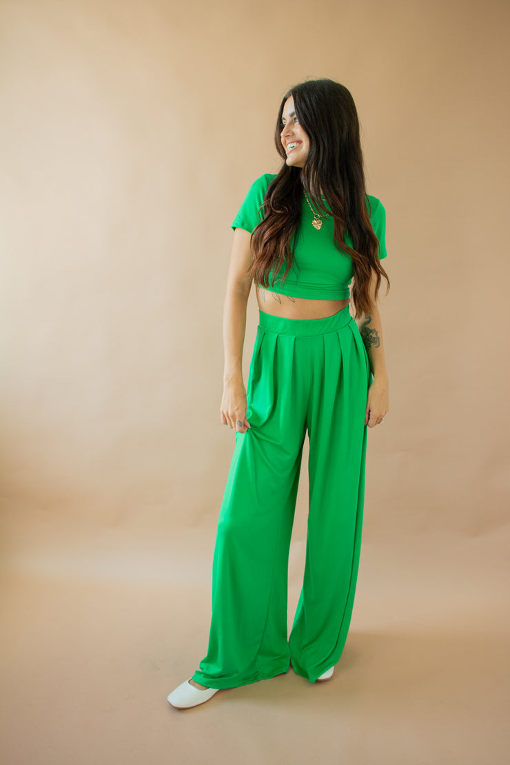 Brandy Wide Leg Pants Kelly Green