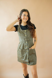 Jacquie Leather Dress Olive