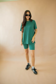 Nylah Oversized Ribbed Tee Green