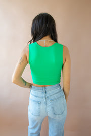 Rhys Square Neck Crop Top Kelly Green