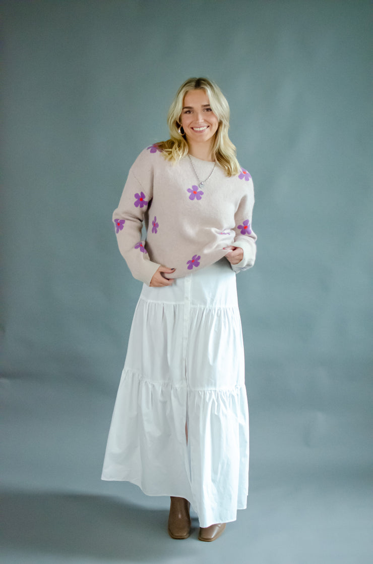 Wylie Flower Sweater Beige