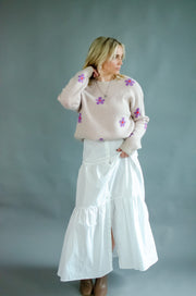 Wylie Flower Sweater Beige