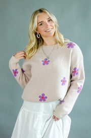 Wylie Flower Sweater Beige