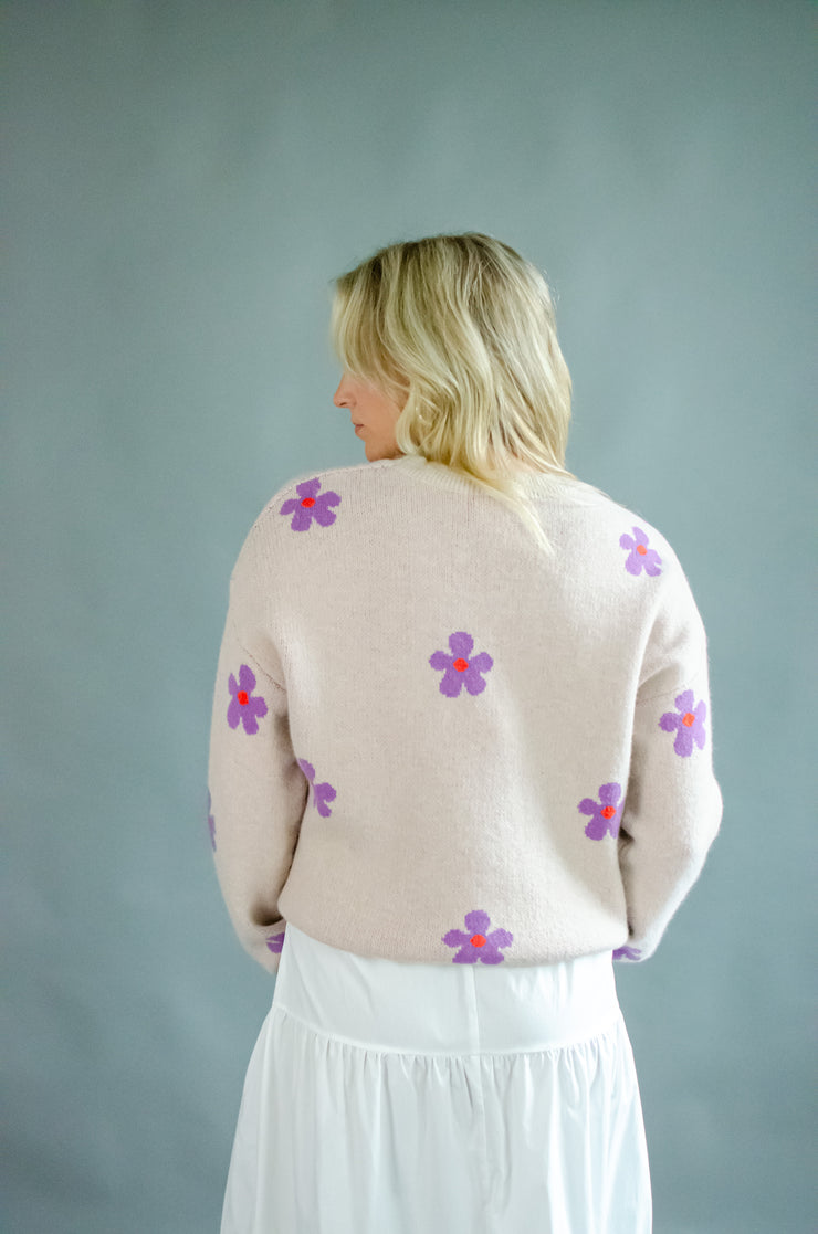 Wylie Flower Sweater Beige