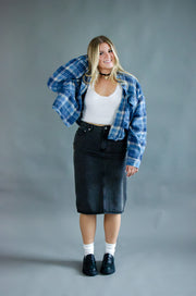 Alex Cropped Shacket Blue