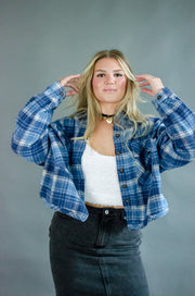 Alex Cropped Shacket Blue