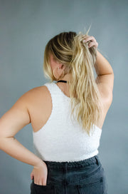 Luna Fuzzy Crop Tank White