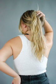 Luna Fuzzy Crop Tank White