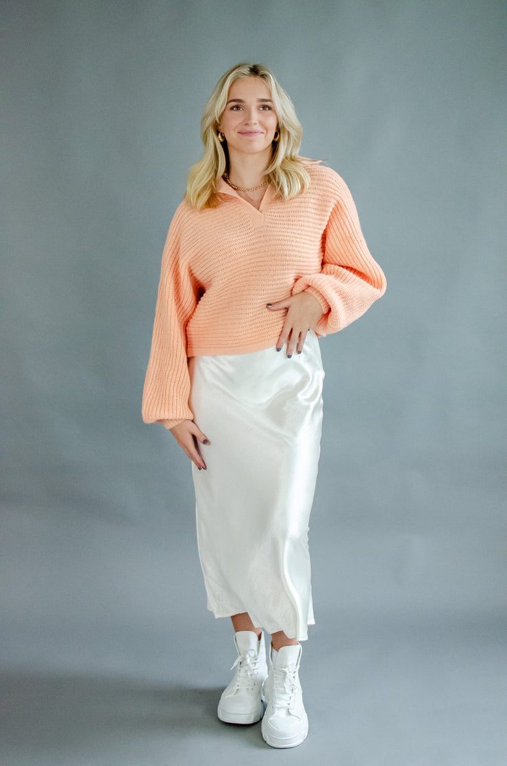 Kari Knit Collared Sweater Peach