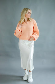 Kari Knit Collared Sweater Peach