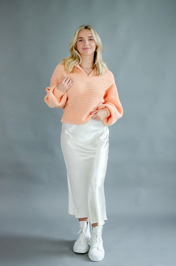 Kari Knit Collared Sweater Peach