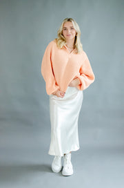 Kari Knit Collared Sweater Peach