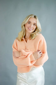 Kari Knit Collared Sweater Peach