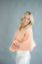 Kari Knit Collared Sweater Peach