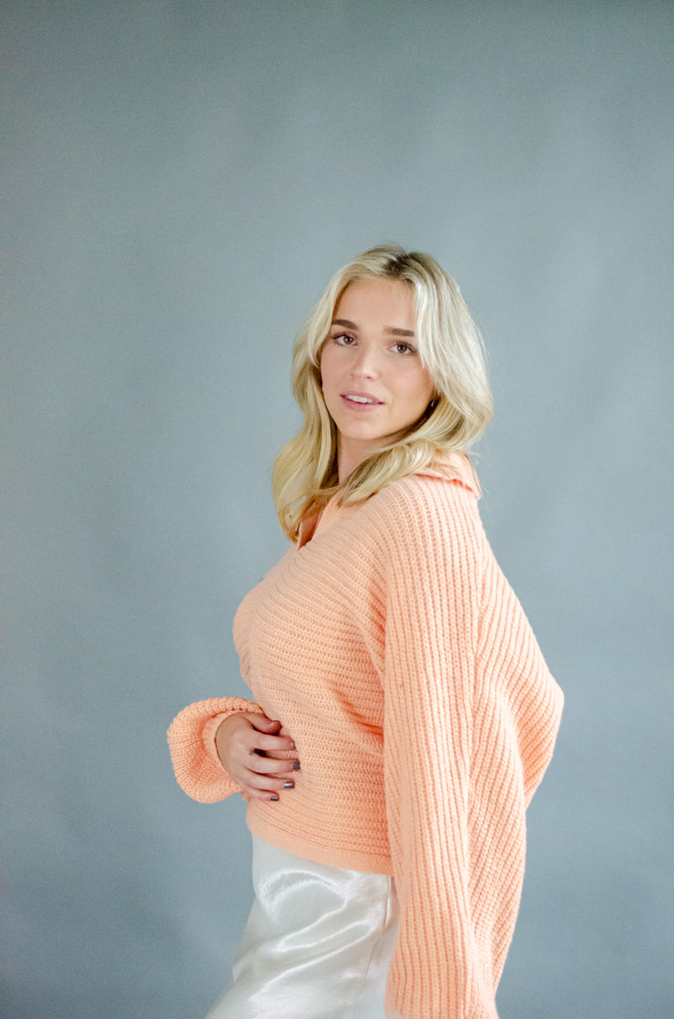 Kari Knit Collared Sweater Peach