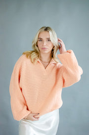 Kari Knit Collared Sweater Peach