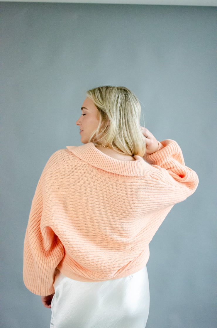 Kari Knit Collared Sweater Peach