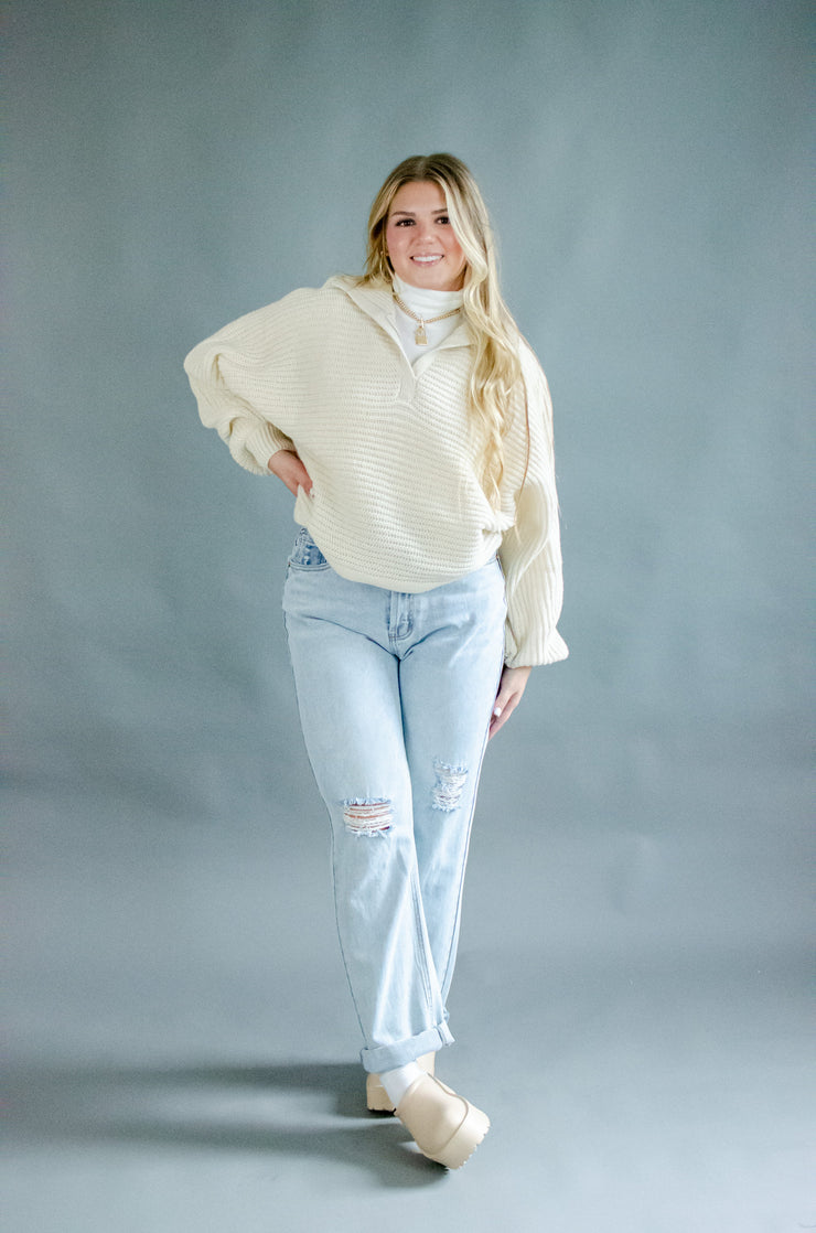 Kari Knit Collared Sweater Ivory