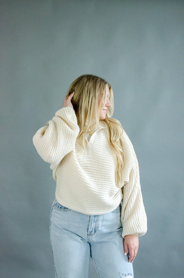 Kari Knit Collared Sweater Ivory