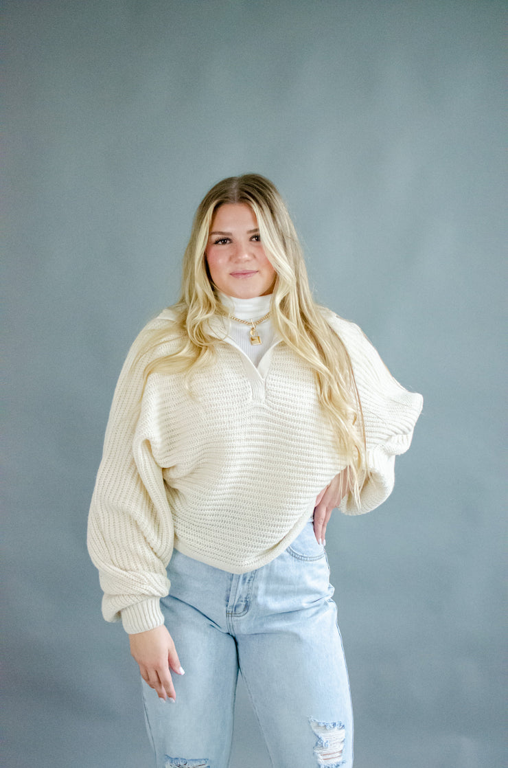 Kari Knit Collared Sweater Ivory